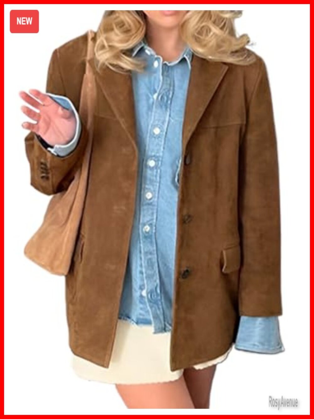 Oversized Faux Leather Blazer Jacket Mid-Thigh Trench Coat